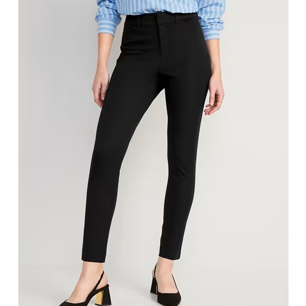 Old Navy Pixie Pants Women 14 Tall Black High-Rise Never-Fade Slim Trousers Work
